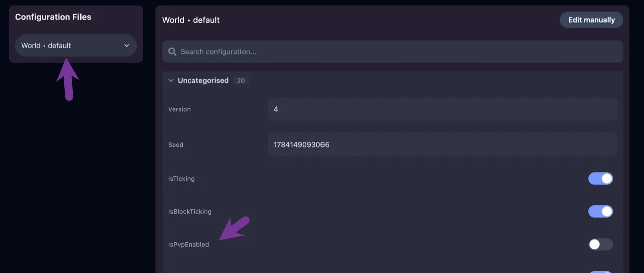 Enabling PvP in the Config Editor