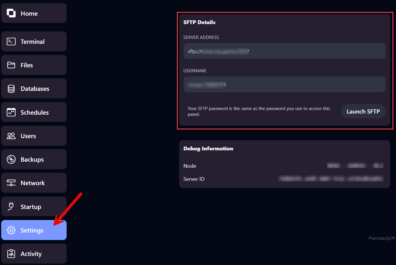 SFTP details