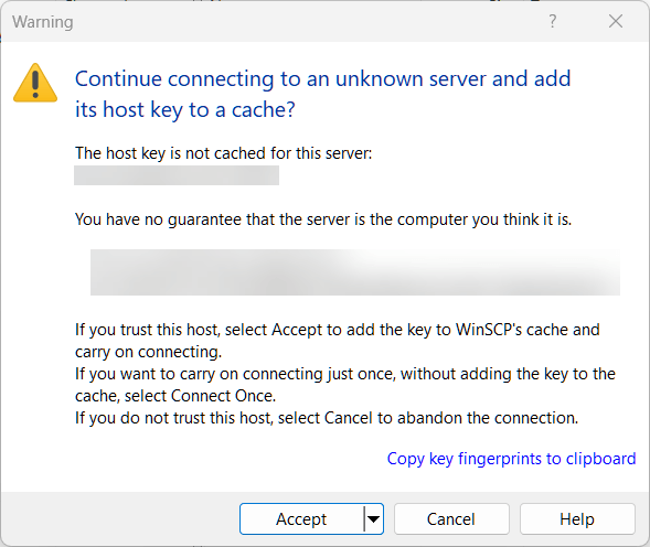 Host key waarschuwing