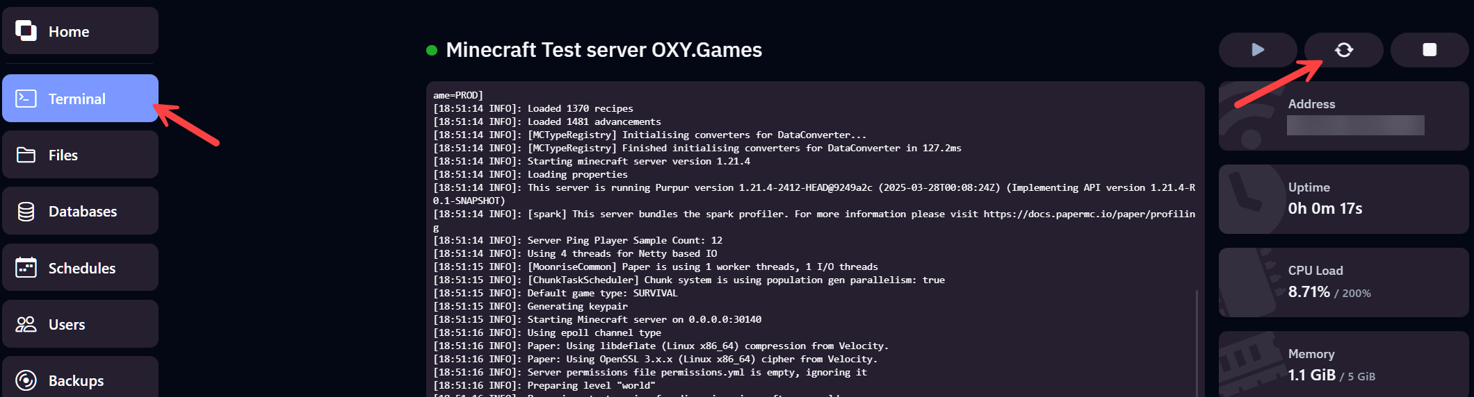 Server herstarten