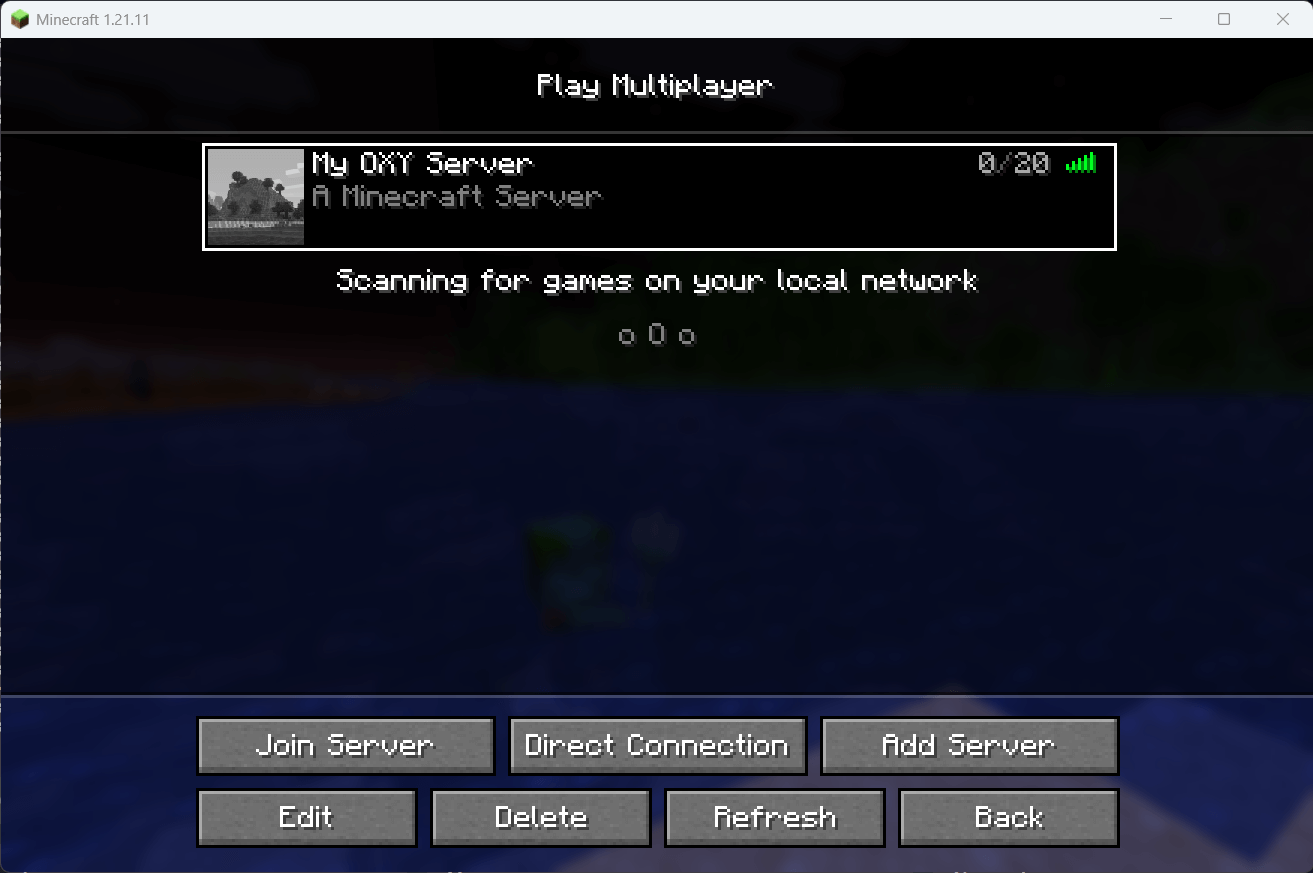 Server added – green connection bars