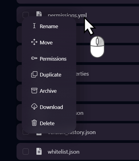 Right-click actions
