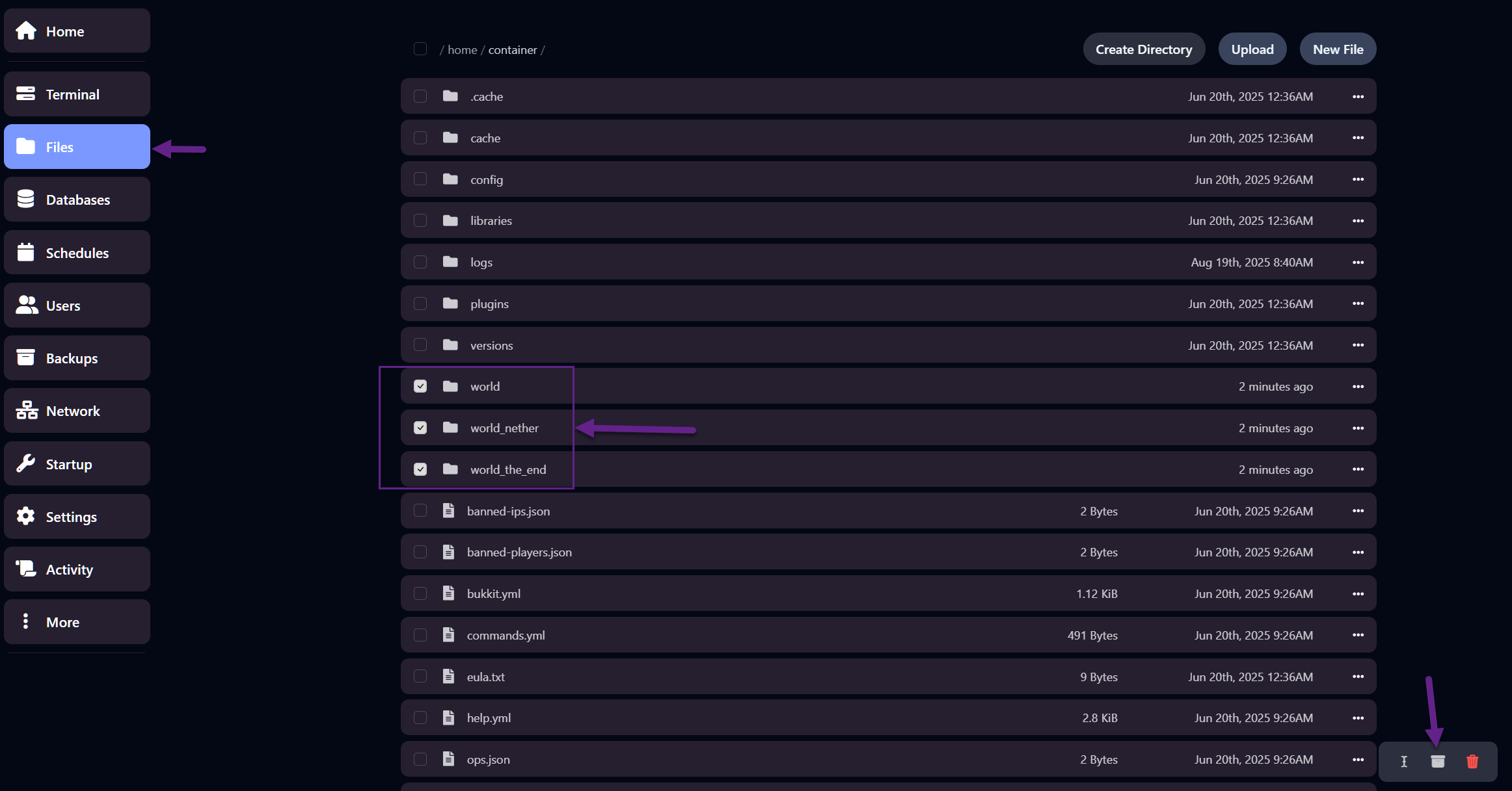 File Manager menu