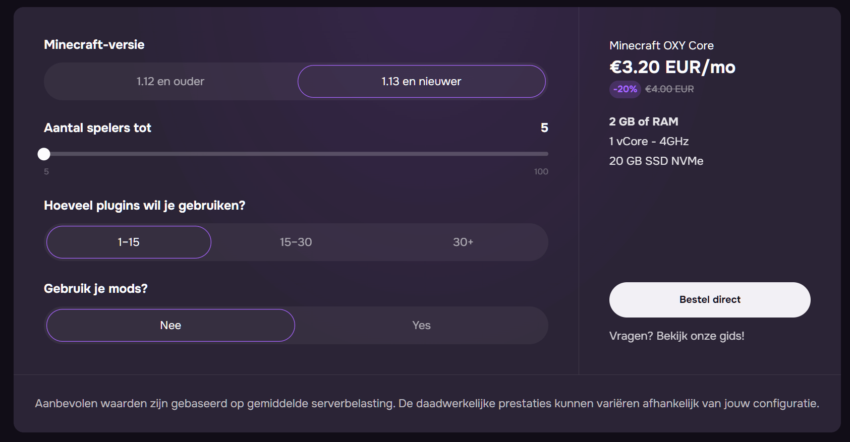 Server configuration – OXY Core