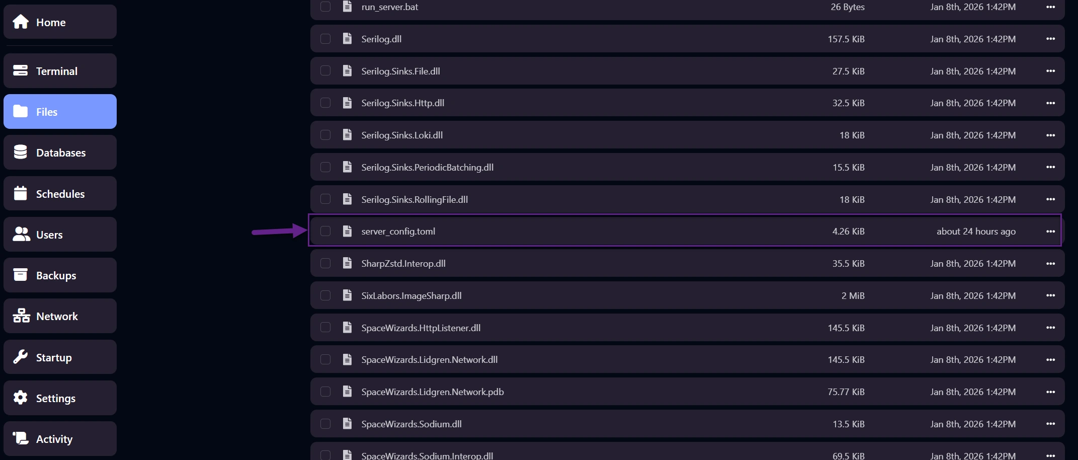 server_config.toml location