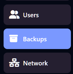 Backups menu
