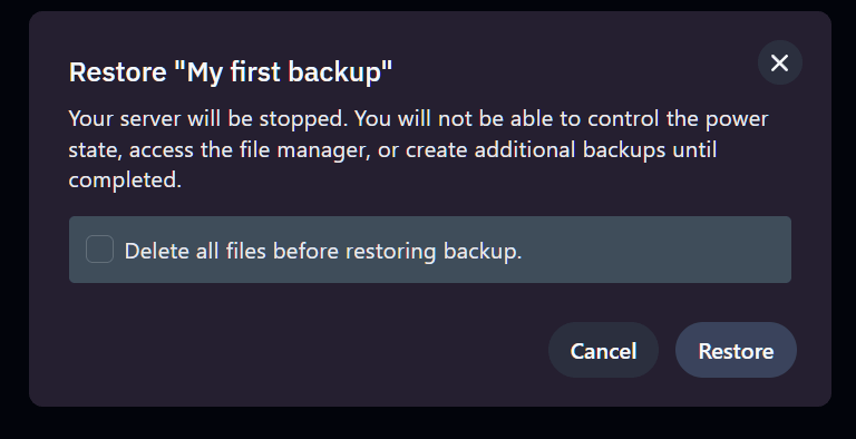 Restore backup
