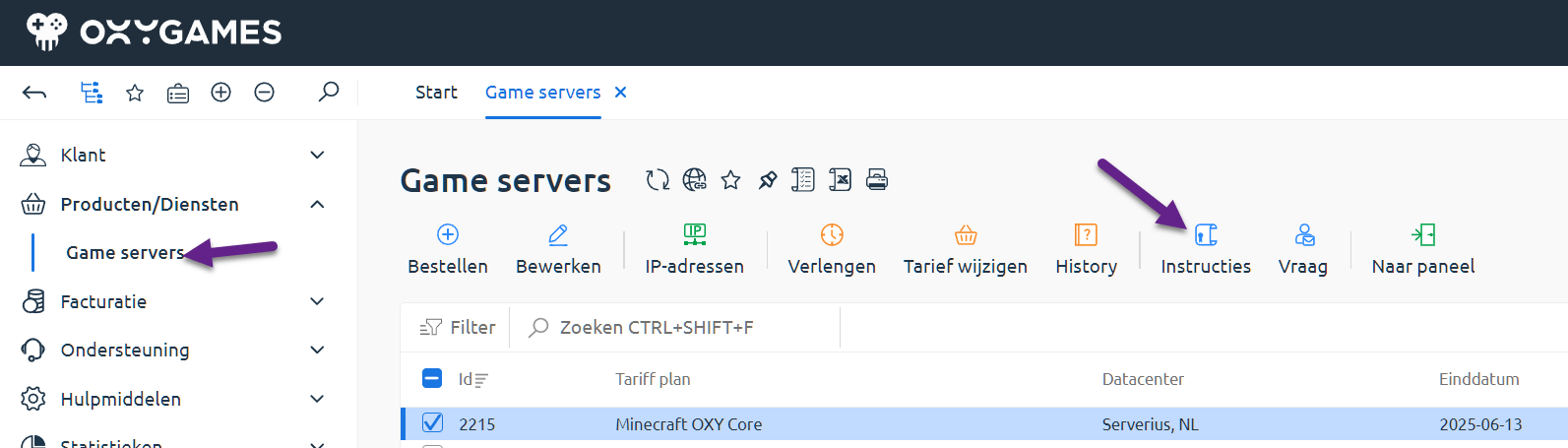Instructions in my.oxy.games