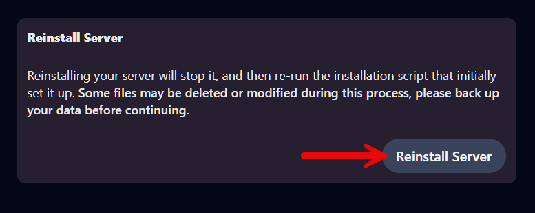 Click reinstall server