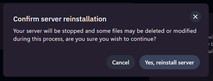 Confirm reinstall