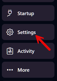 Open settings menu
