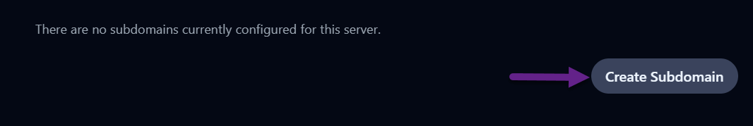 Create Subdomain button