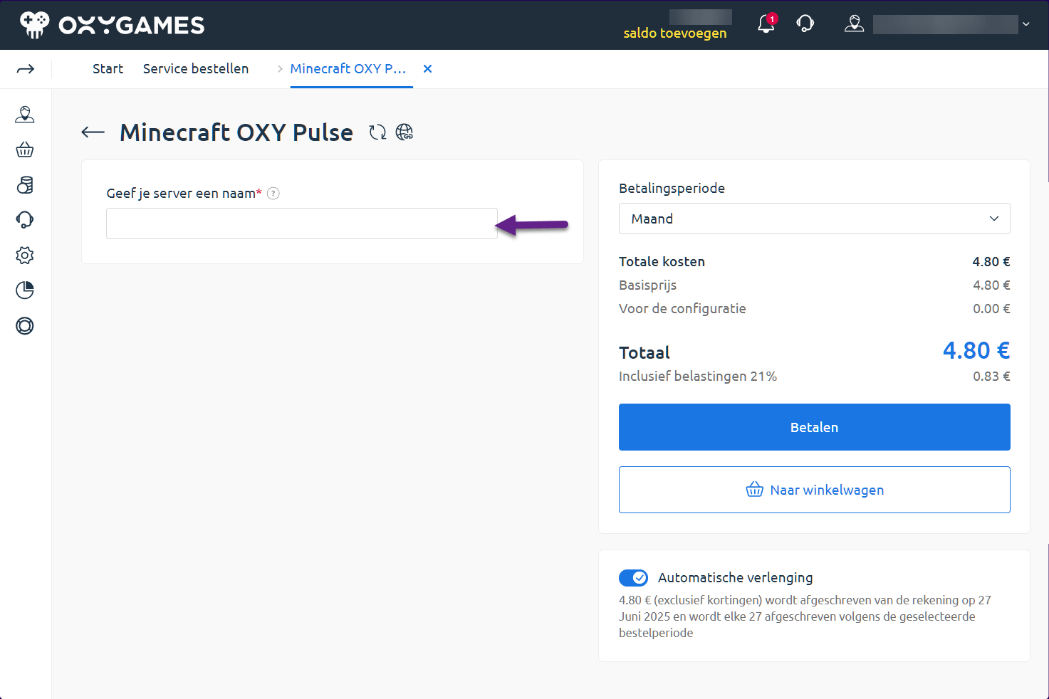 Enter your server name – Minecraft config option