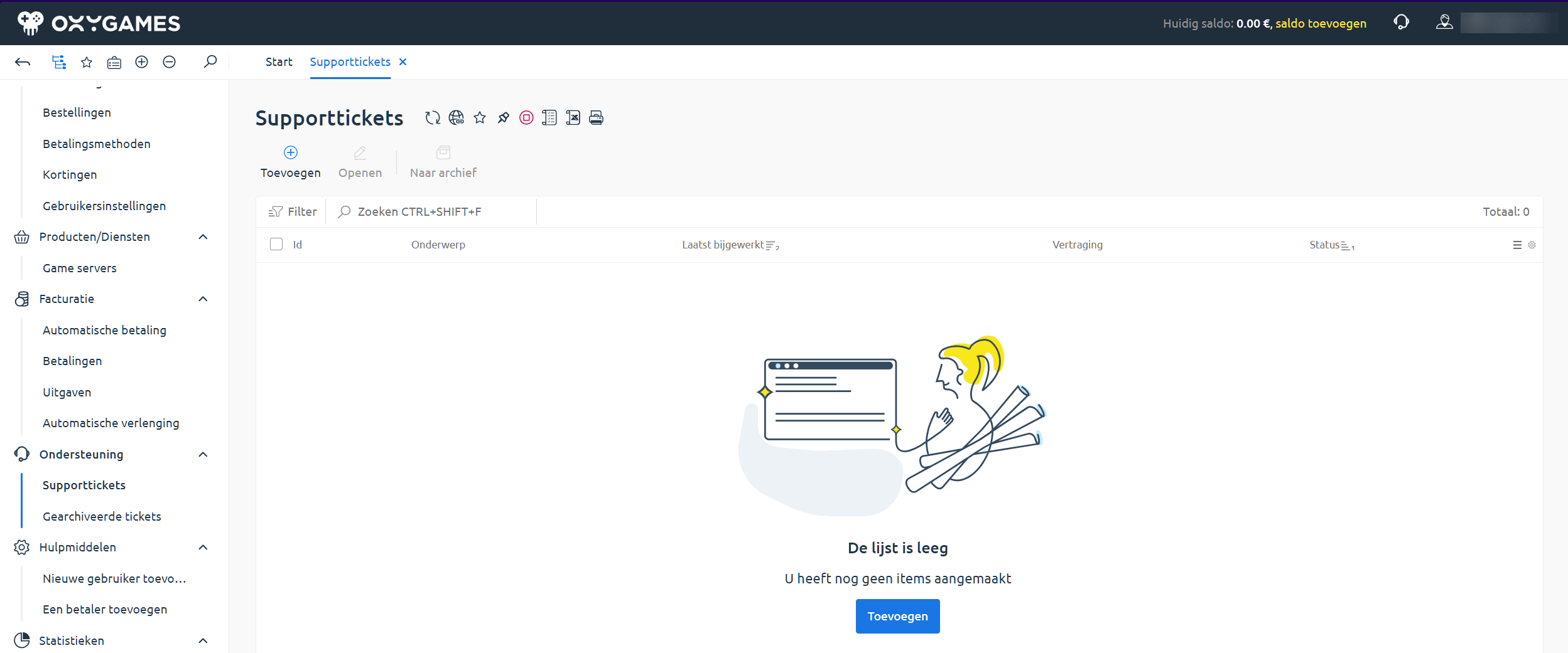 Support tickets overview
