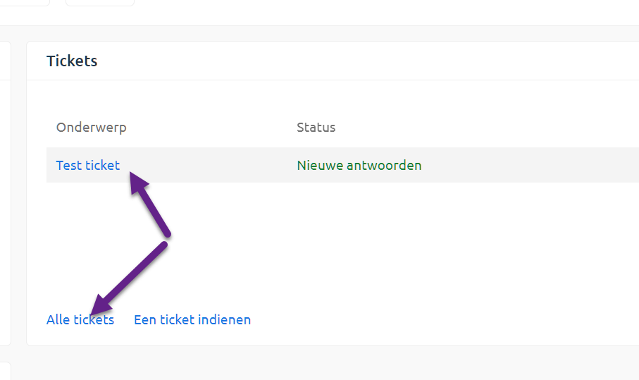 Dashboard ticket overview