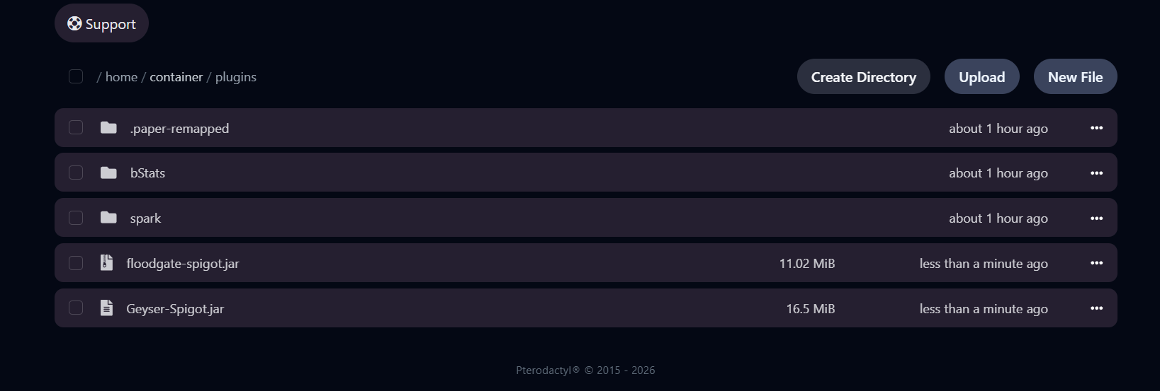 Geyser bestanden in File Manager