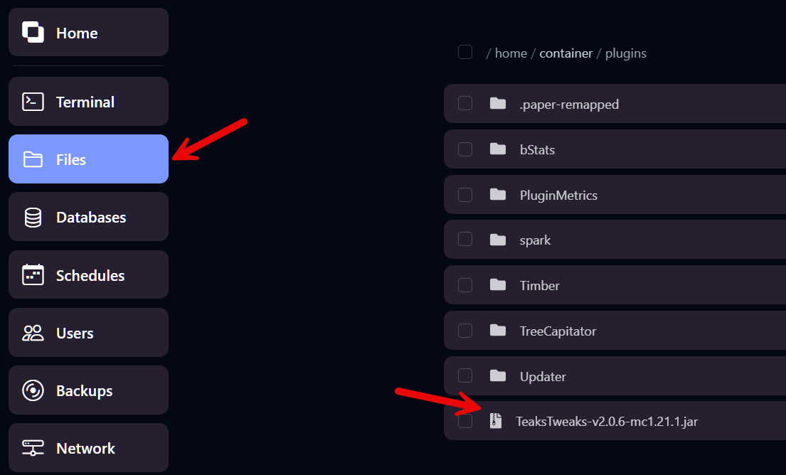 Plugin-bestand in de map