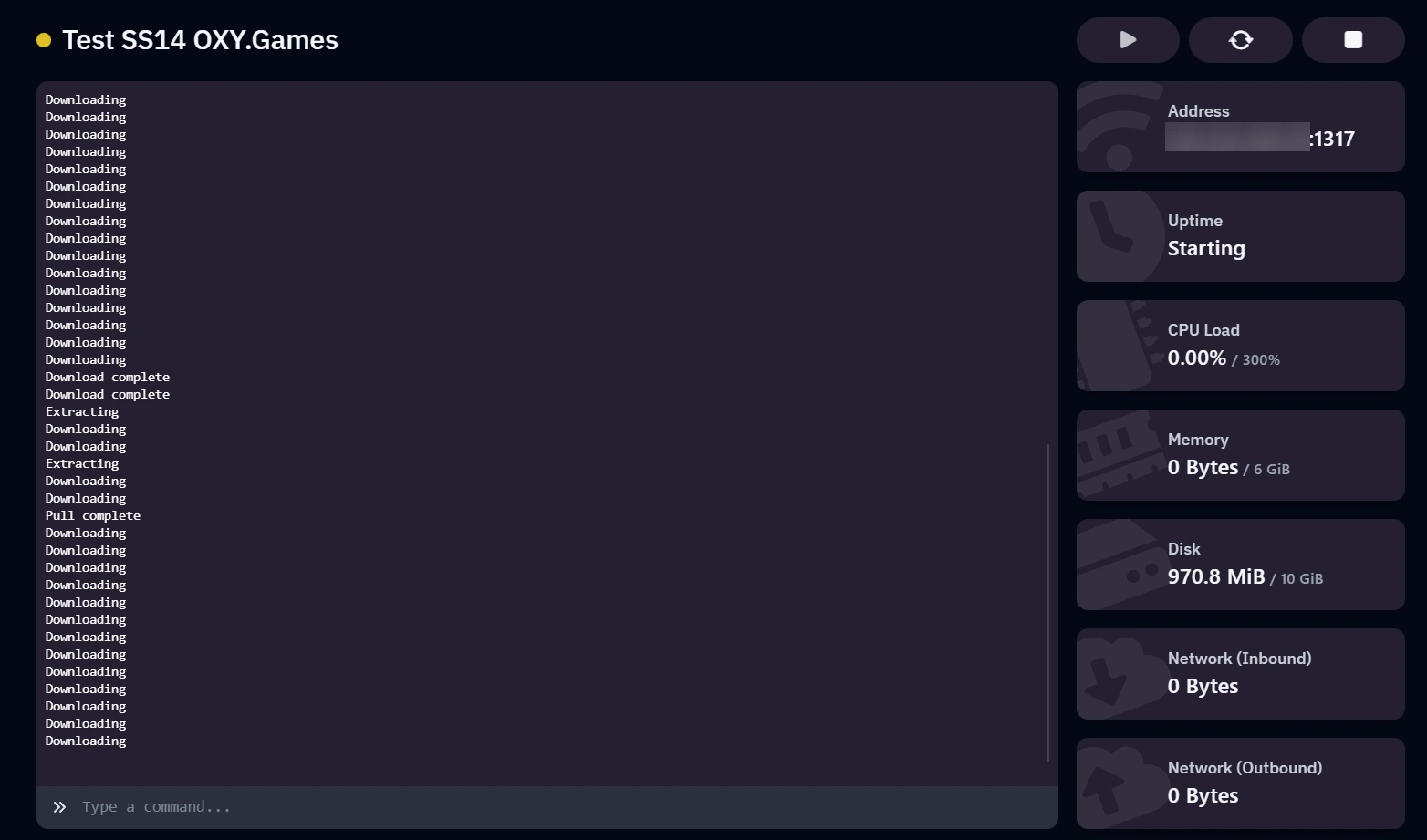 Server starting and downloading files