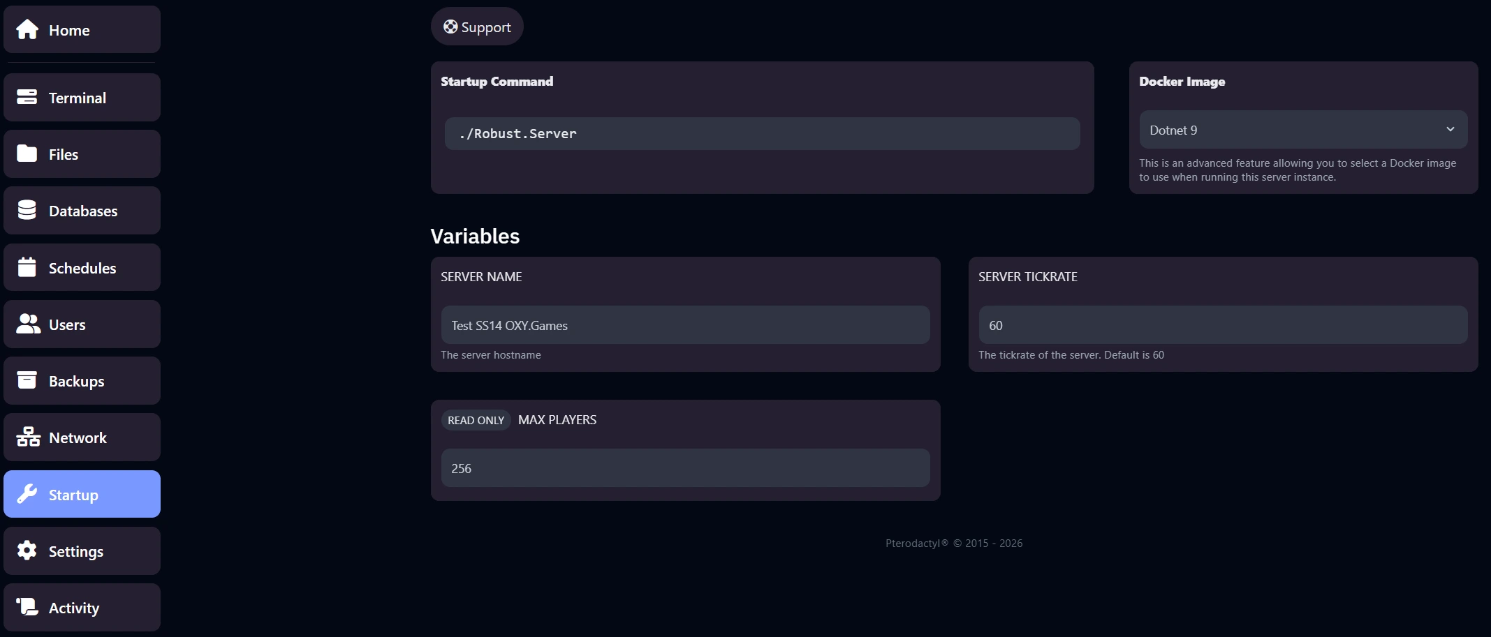 Startup hostname and tickrate