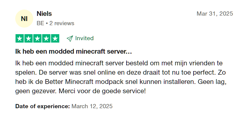 Trustpilot review 5 sterren van Niels over OXY.Games